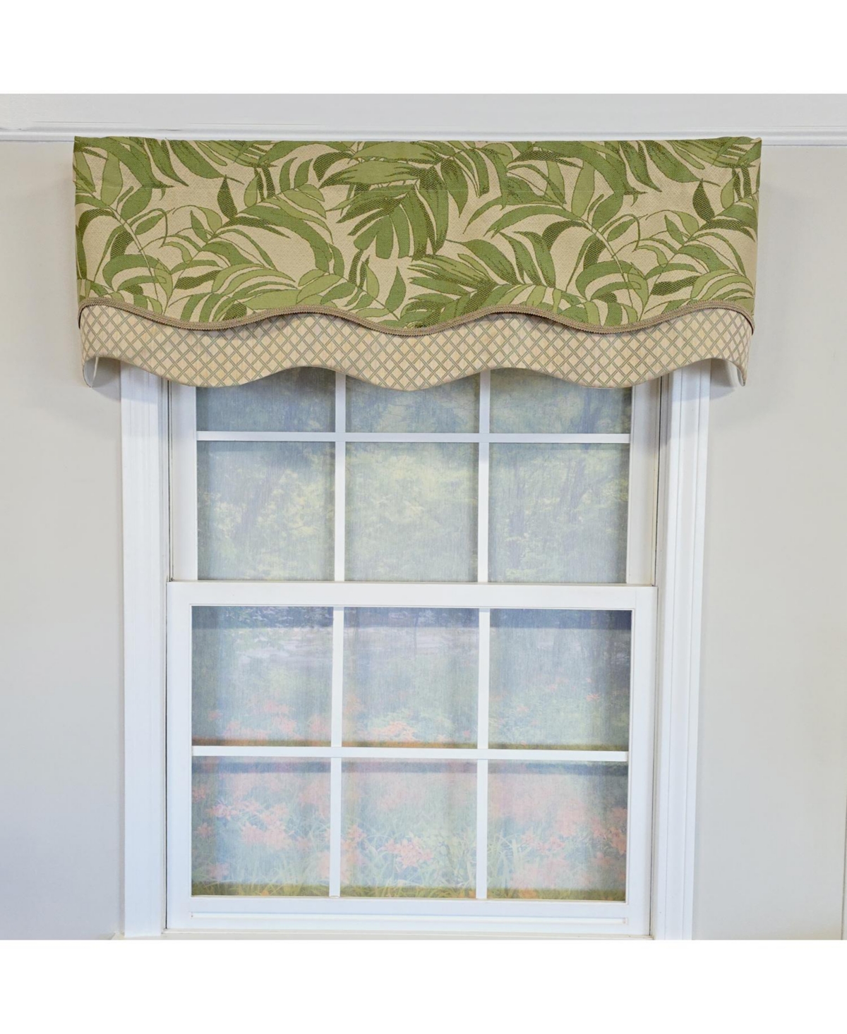 Rlf Home 100% Cotton Breeze Glory Fully lined Windows Rod Pocket Valance 50" x 16" Green