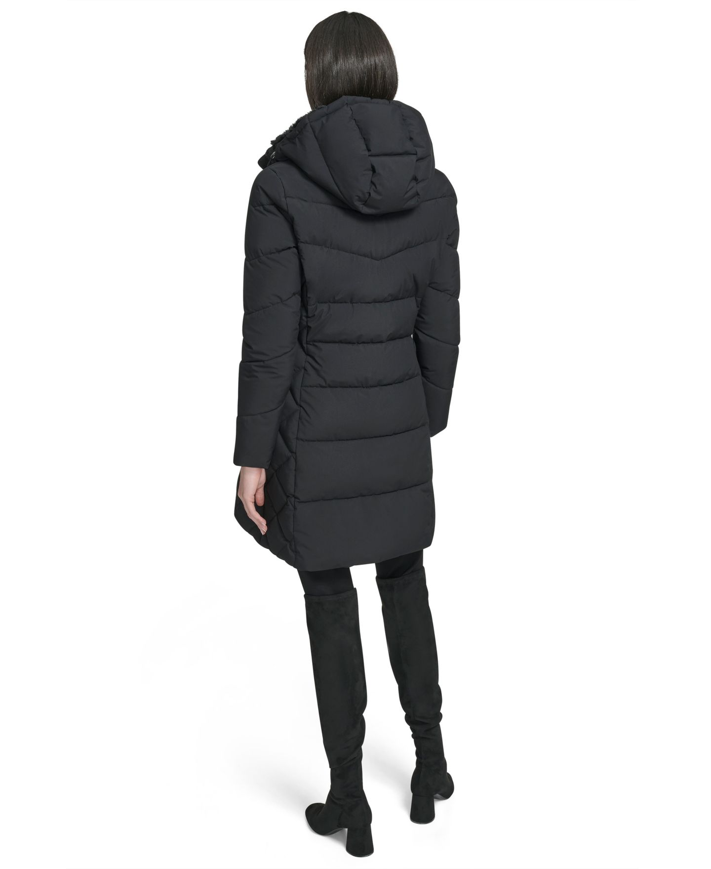 Женская куртка Calvin Klein Collar Hooded Puffer, цвет: Чёрный — фото 2