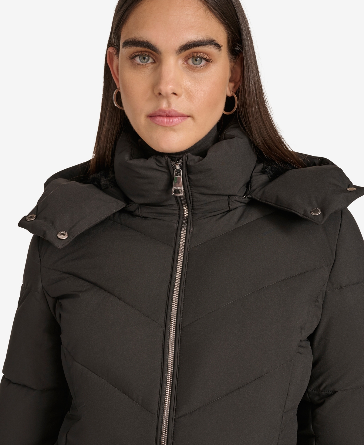 Calvin Klein Women's Hooded Stand Collar Puffer Coat