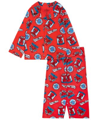 AME - Boys Toddler 2T–4T 2-Piece Spiderman Coat-Style Top and Pants Pajama Set