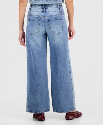 Petite High-Rise Wide-Leg Two-Tone Jeans, Macy's Exclusive 