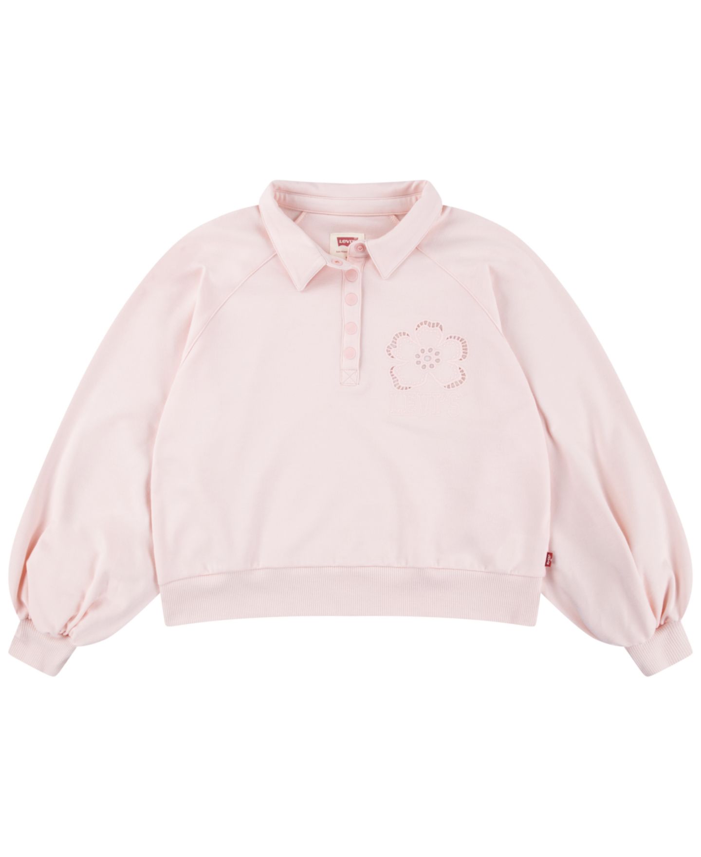 Рубашка Levi's Voluminous Long-Sleeve Shirt Collar Top для девочек, цвет: Светлый пастельный розовый — фото 1