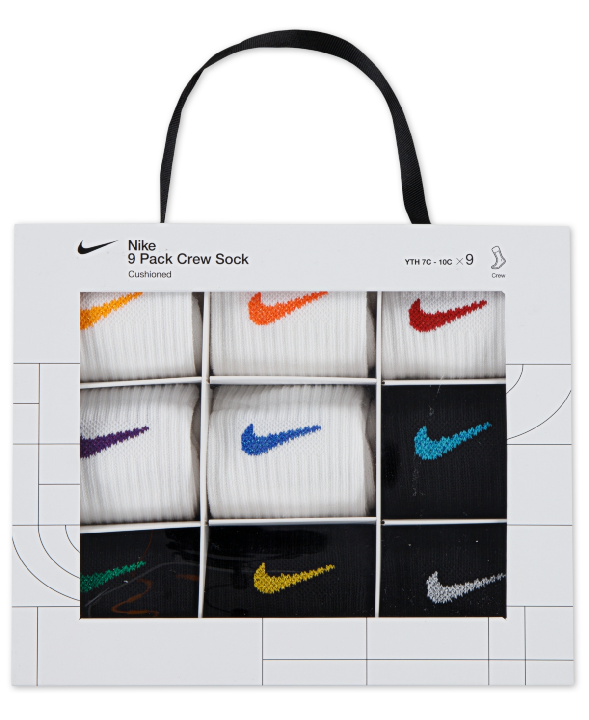 Nike Little Kids Holiday Crew Socks Box Set, 9-pack In Black