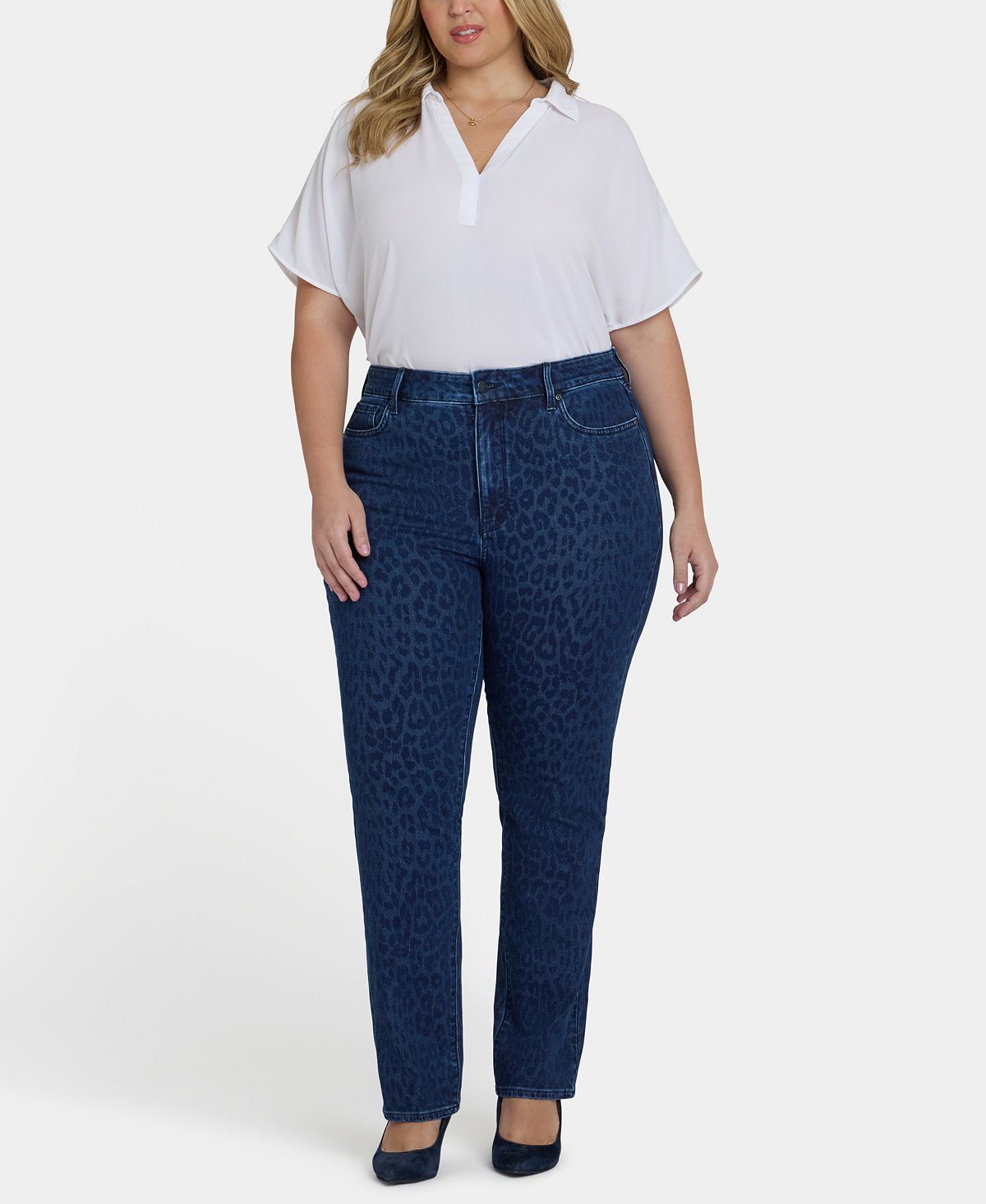 NYDJ Plus Size High Rise Marilyn Straight Jeans view 1 — MAYCSS fashion products