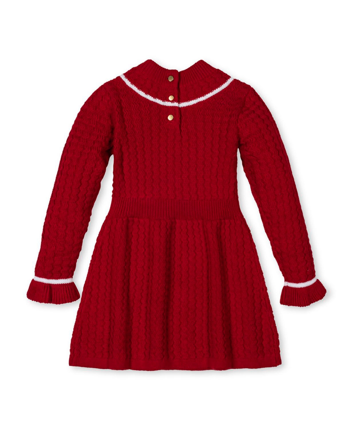 Hope & Henry Big Girls Organic Mock Neck Ruffle Cuff Cable Sweater Dress