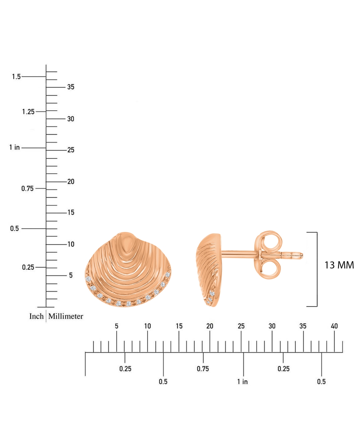 Macy's Diamond Accented Textured Seashell Stud Earrings
