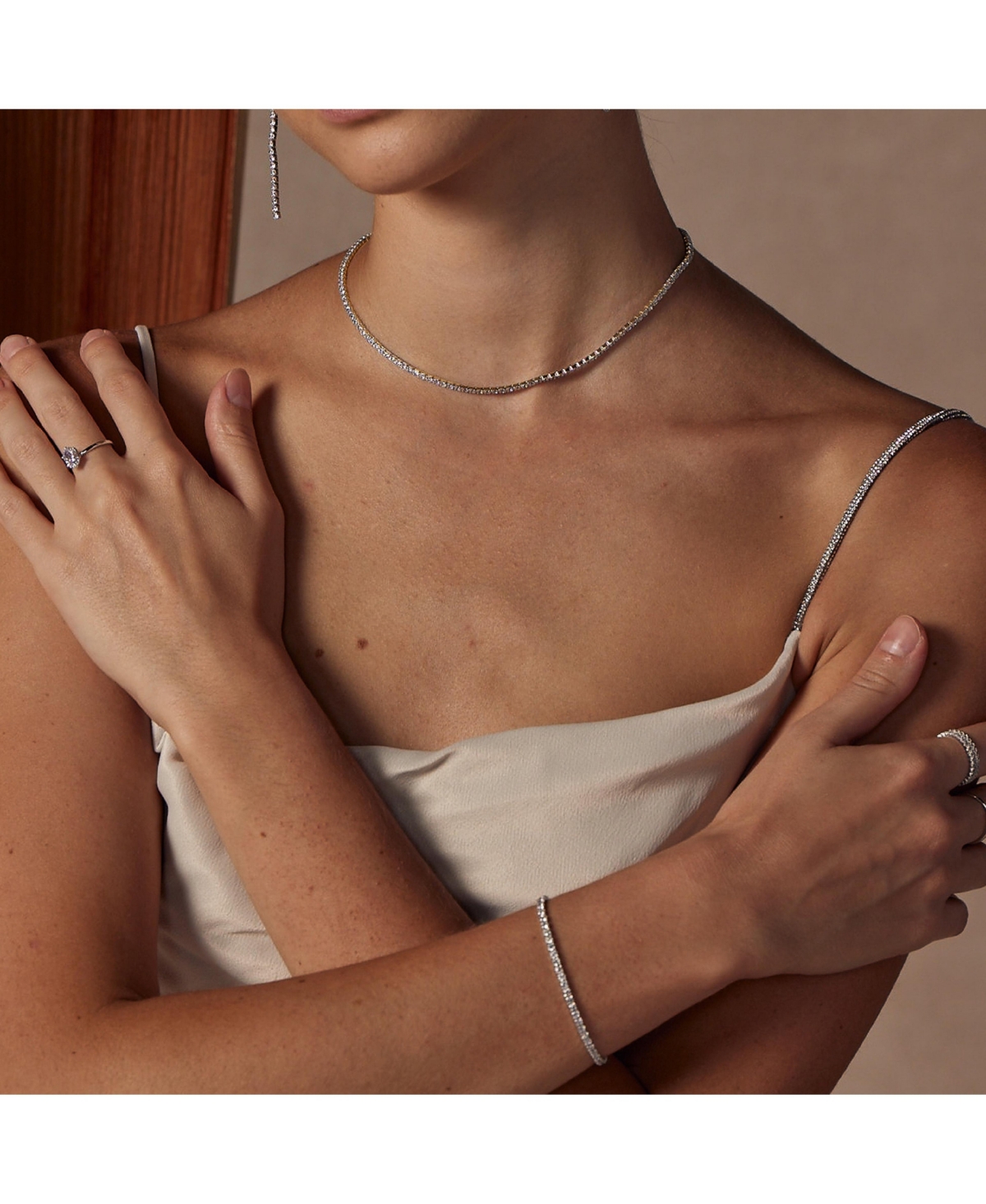 Sterling Silver 18k Gold Plated Cherie Tennis Necklace & Bracelet Set