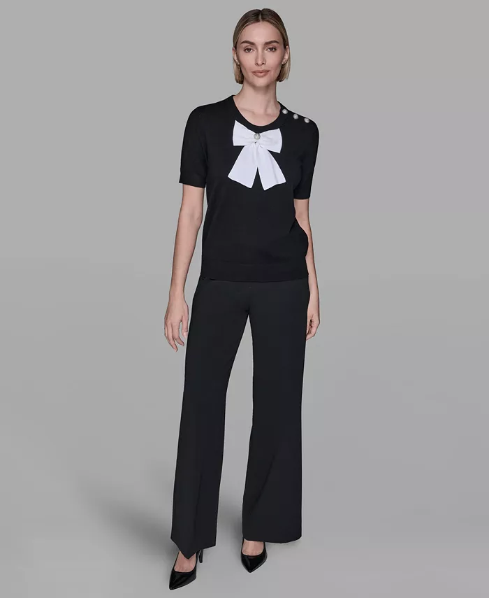 Women's Crewneck Big Bow Applique Detail Sweater - thumbnail 6