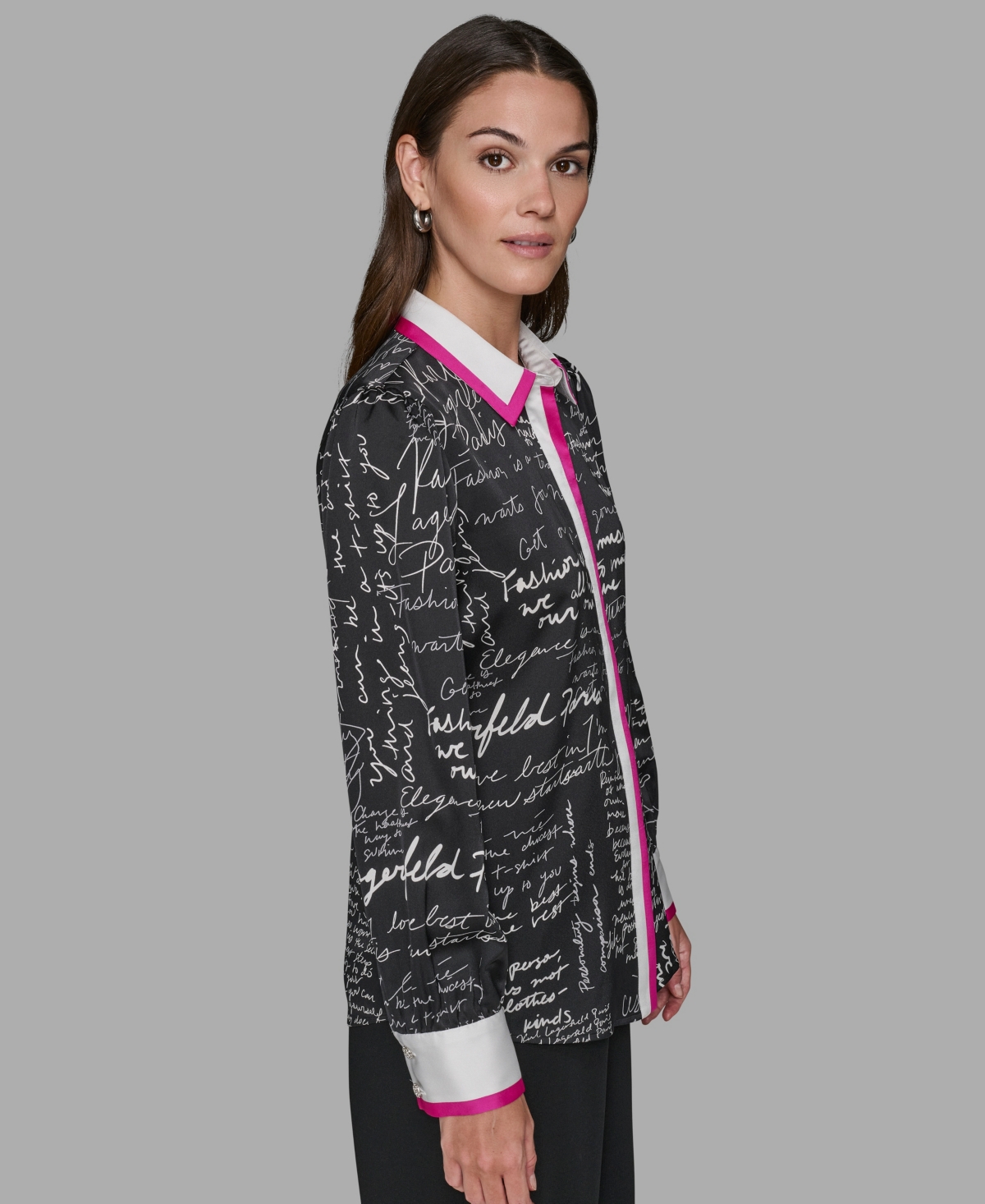 Karl Lagerfeld Women's Script Blouse Top In Multi