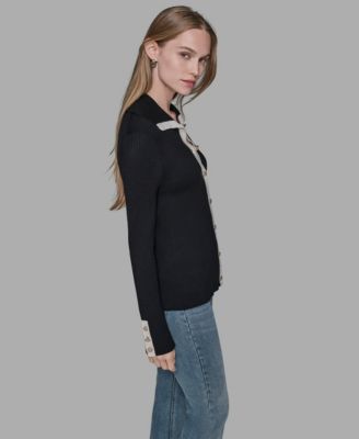 Women's Open Collar Button Down Sweater