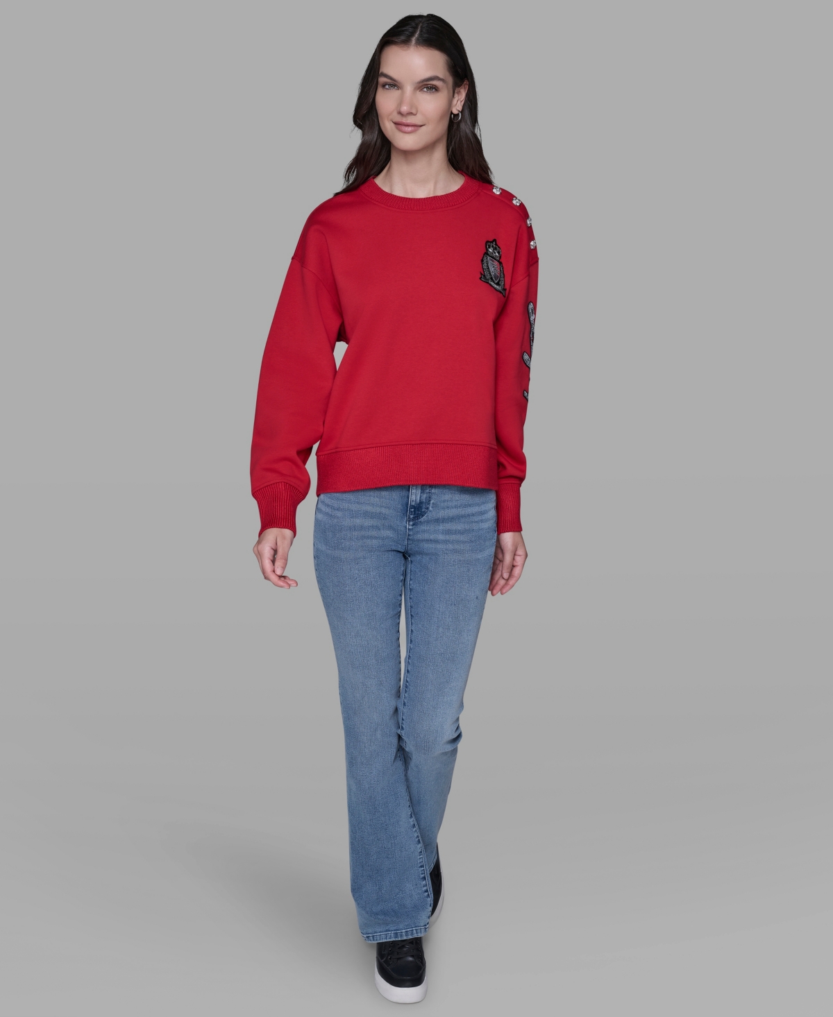 Karl Lagerfeld Women's Gifting Crown Karl Patch Sweatshirt In Red