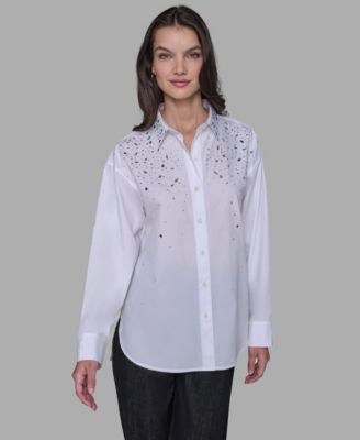 KARL LAGERFELD PARIS - Women's Hot Fix Poplin Top