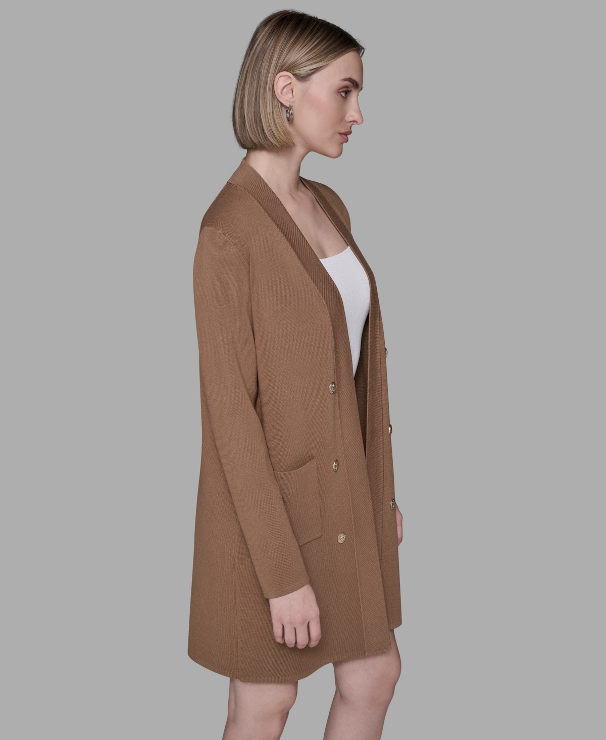 Karl Lagerfeld Women's Long Sleeves Cardigan Sweater In Brown