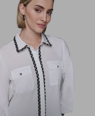 Women's Tweed Collar Top