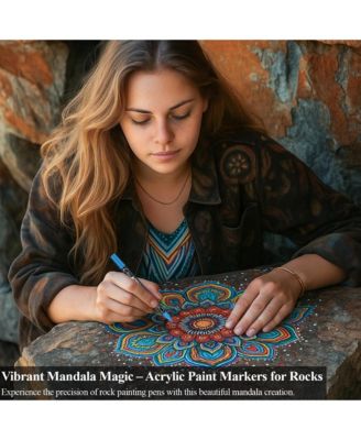 24 Colors Acrylic Markers Set, Dual Tip Fine & Dot Point Acrylic Paint Pens for Rocks, Wood, Canvas, Stone and Drawing & Art Supplies