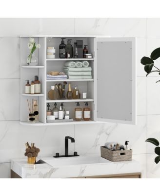 Bathroom Wall Cabinet w/ Mirror Modern Medicine Cabinet w/ Mirrored Door