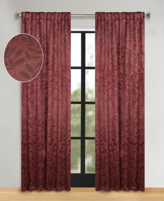 Leaves Modern Bohemian Back Tab Blackout Curtain Set, 52"x 96"
