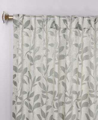 Leaves Modern Bohemian Back Tab Blackout Curtain Set, 52"x 96"