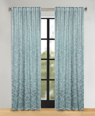 Leaves Modern Bohemian Back Tab Blackout Curtain Set, 52"x 96"