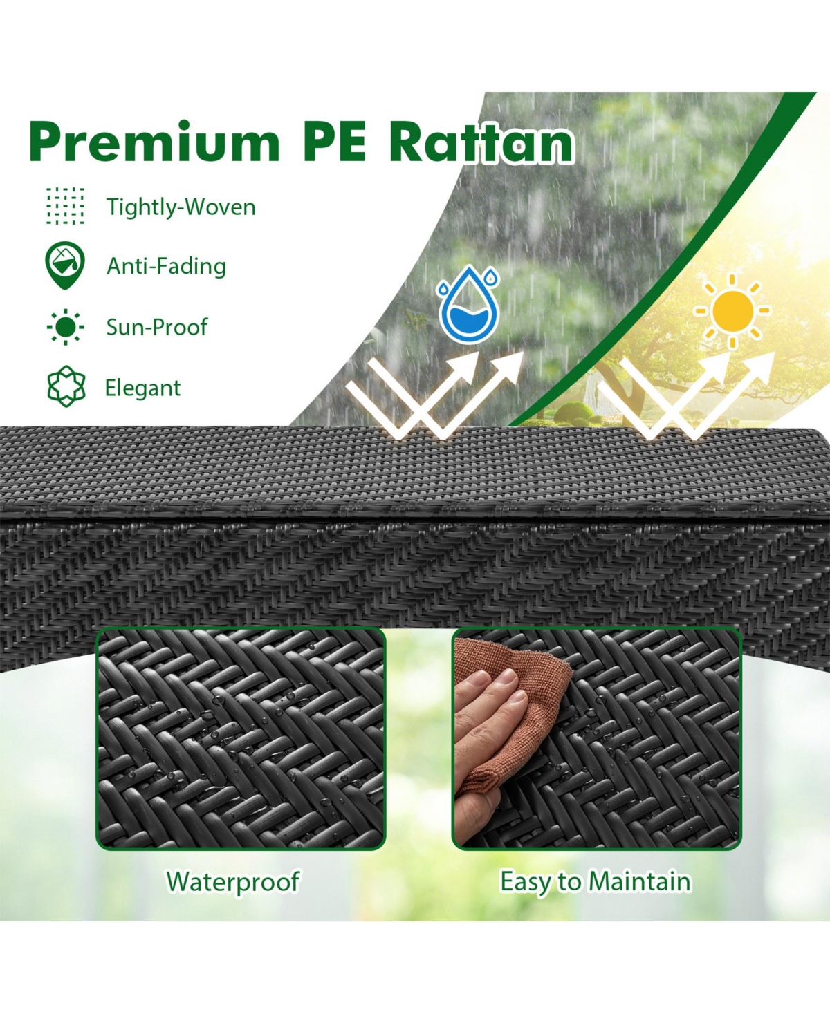 Sugift 85 Gallon Outdoor Storage Box with Removable Liner and Universal Wheels-Black