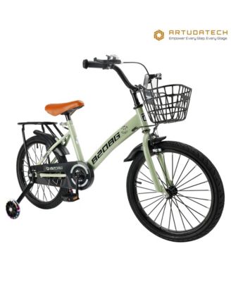 18-Inch Kids Bike for Ages 6-10 with Sparkling Training Wheels & Dual Brakes for Cool, Safe Evening Rides