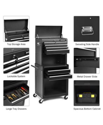 6-Drawer Tool Chest with Heightening Cabinet-Black