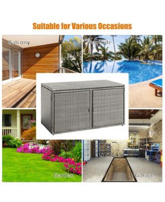 88 Gallon Garden Patio Rattan Storage Container Box
