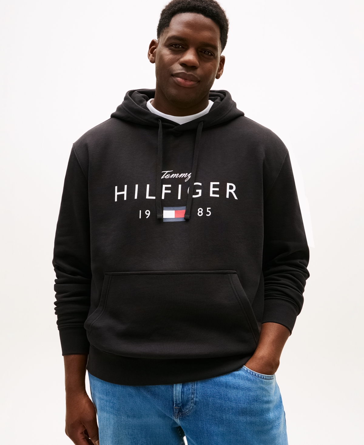 Tommy Hilfiger Men's Big & Tall Regular-fit Hooded Sweatshirt In Black