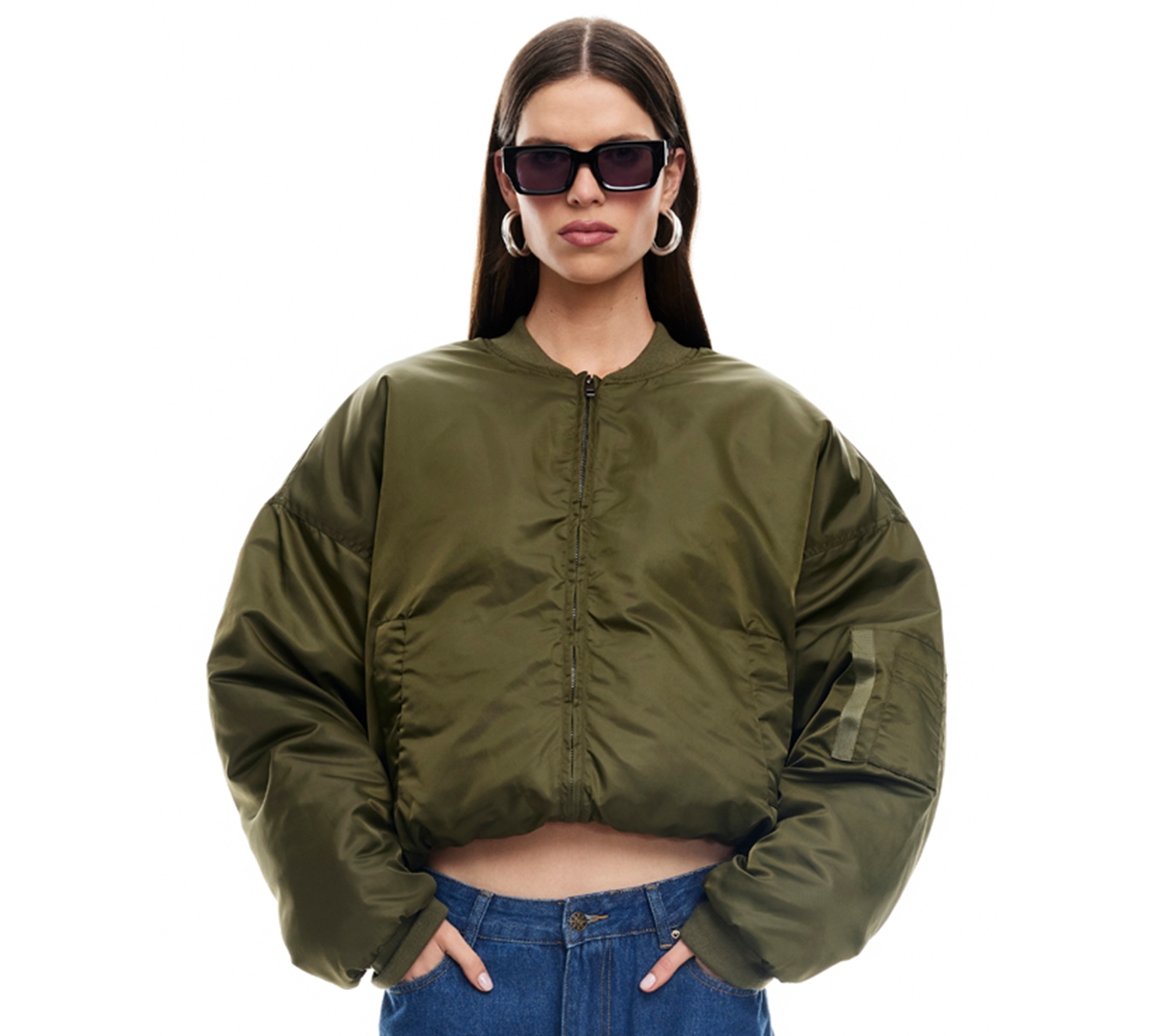 Lioness Women's Essential Zippered Bomber Jacket In Gray