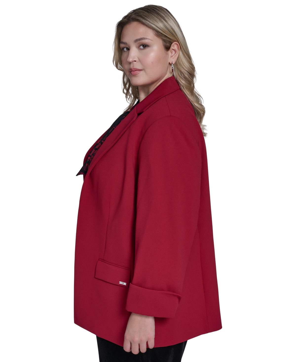 Calvin Klein Plus Open Front Rollback Cuff Jacket