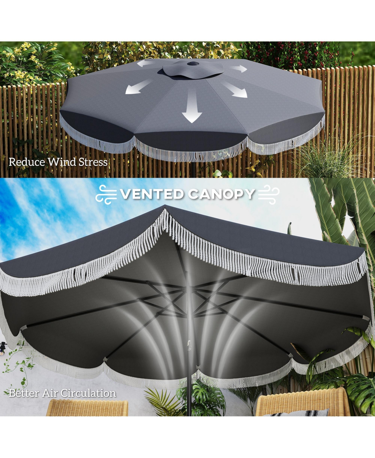 Outsunny 9FT Patio Umbrella Upf 30+ Vented Market