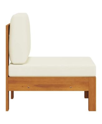 Wooden Sofa Cream White Solid Acacia Wood, 100% Polyester Medium