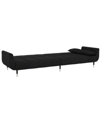 2-Seater Sofa Bed with Two Pillows Black Velvet