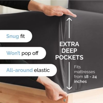 Extra Deep Pocket 18 - 24 Inch Microfiber Fitted Sheet - Twin Extra Long