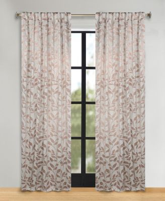 Leaves Modern Bohemian Back Tab Blackout Curtain Set, 52"x 108"