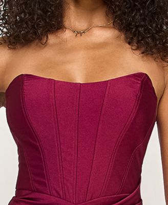 Junior's Strapless Corset Gown