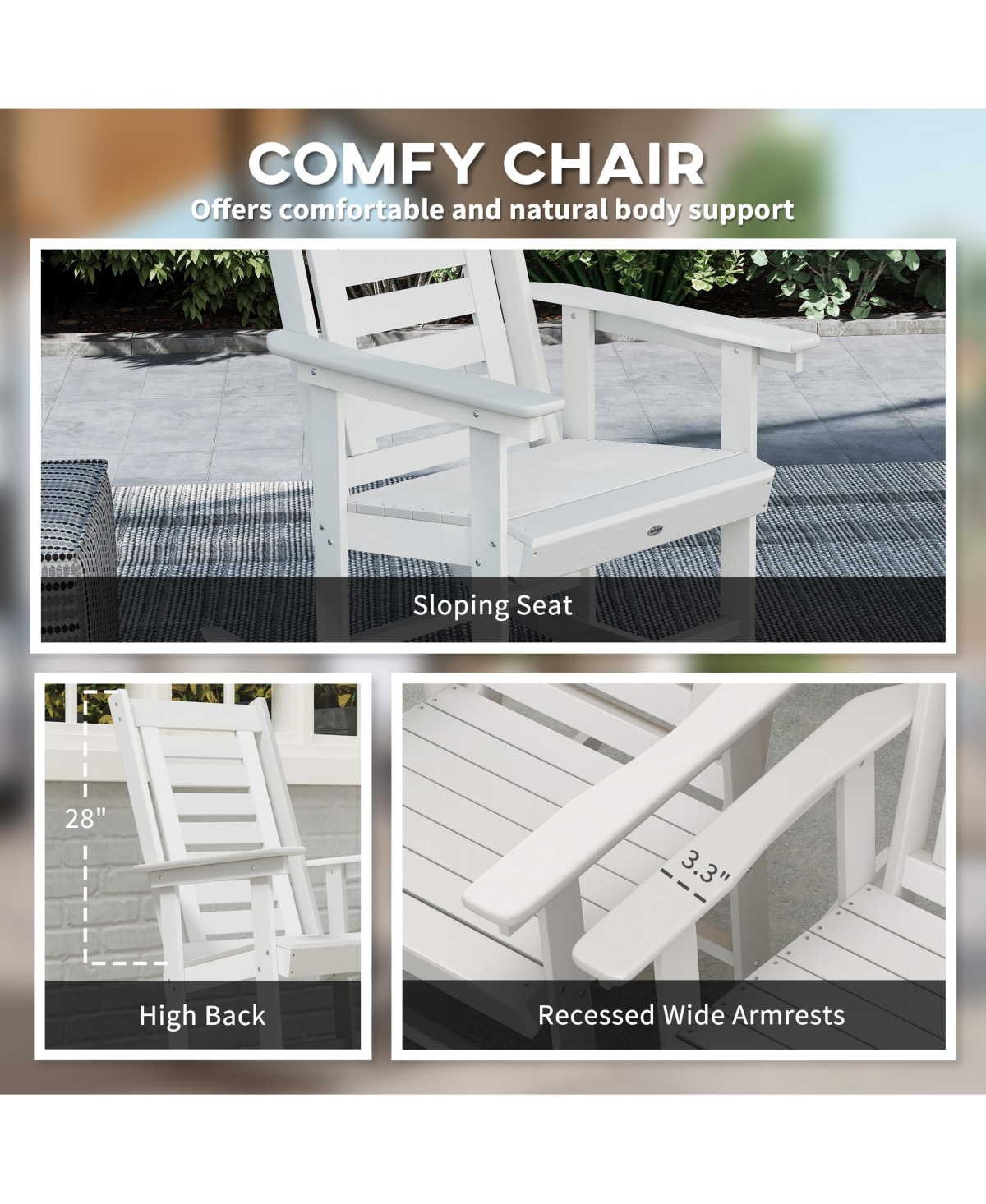 Outsunny 2 Outdoor Rocking Chairs, Hdpe High Back Patio Rockers