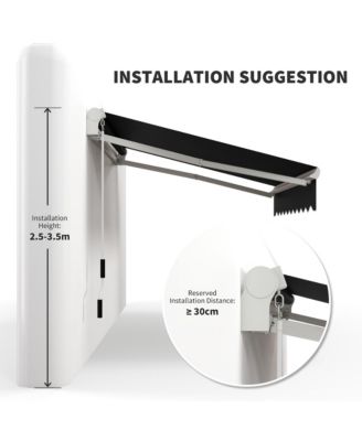 8' x 6.6' Patio Retractable Awning, Manual Sun Shade,