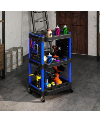 3-Tier Rolling Tool Cart with Wheels, Plastic Utility Cart