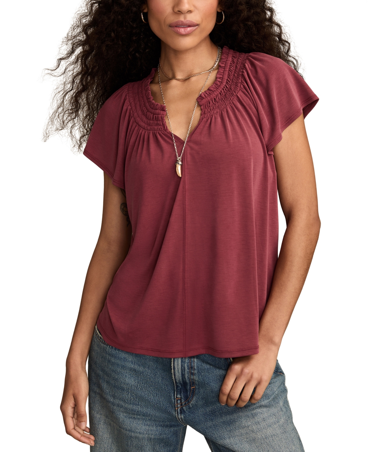 Lucky Brand Women's Sandwash Notch Top