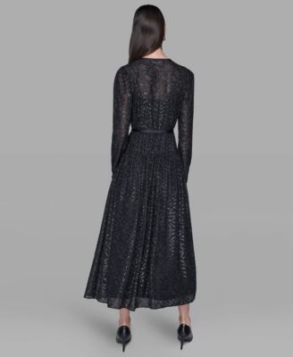 Women's Lurex Clip Chiffon Midi Dress