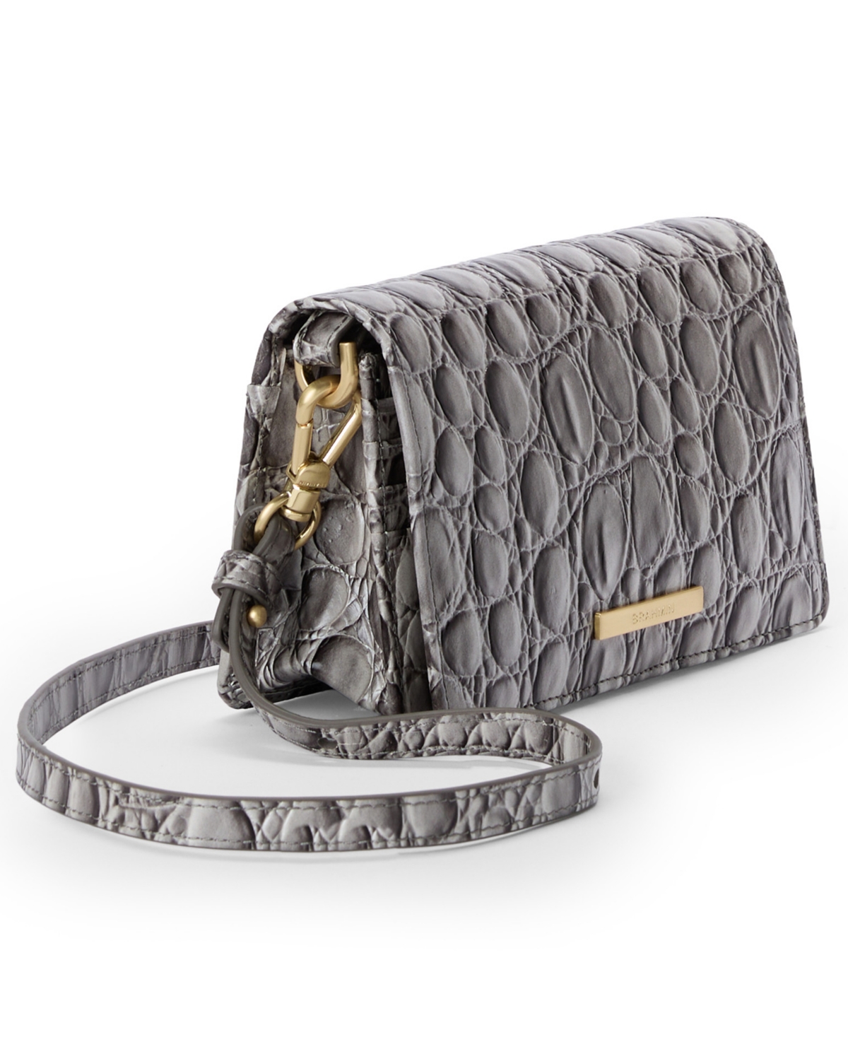Brahmin Minuette Melbourne Mini Leather Crossbody Bag In Gray