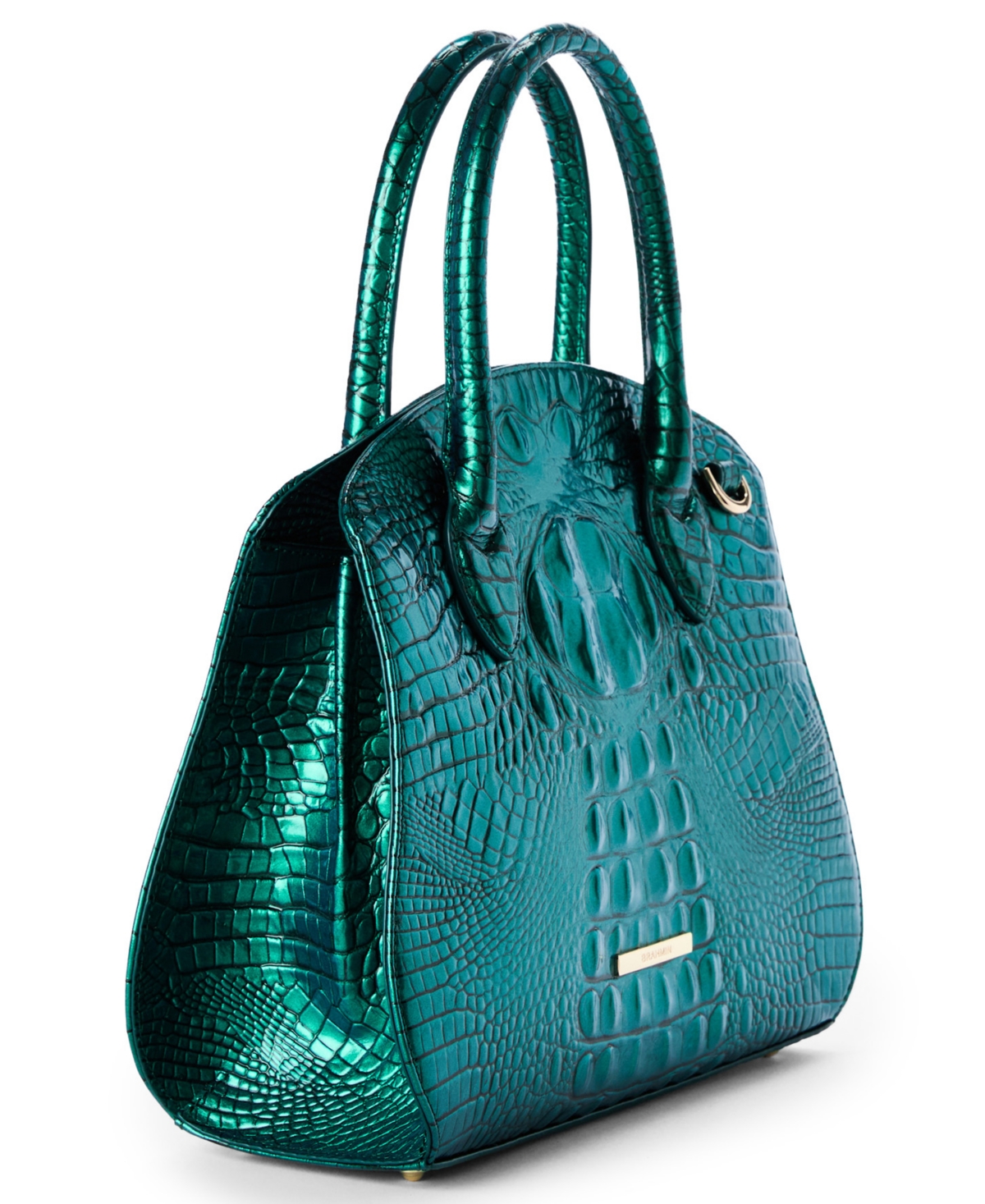 Brahmin Rosetta Melbourne Medium Leather Satchel Bag In Green