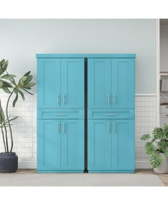 Kitchen Pantry with Doors and Drawer, Adjustable Shelves