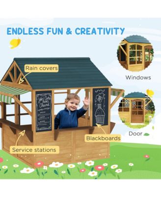 Outdoor Playhouse, Foldable Wooden Kids Cottage,