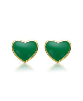 Toddler/Kids 14k Gold Plated Colored Enamel Tiny Flat Heart Stud Earrings