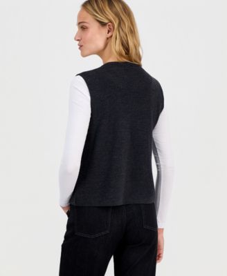 Women's Merino Wool V-Neck Button Vest