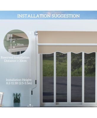 13' x 8' Manual Retractable Awning Sunshade Shelter,