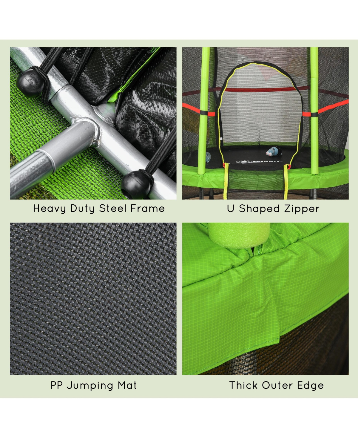 Outsunny Φ5FT Kids Trampoline with Enclosure Net for Age 3 to 6 Years