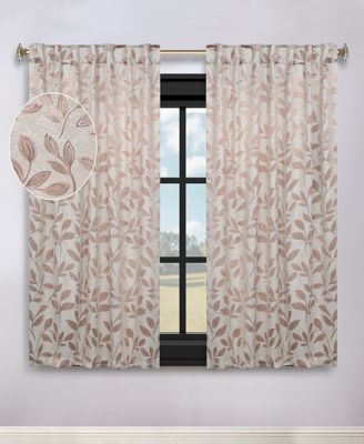 Washable Leaves Room Darkening Back Tab Curtains